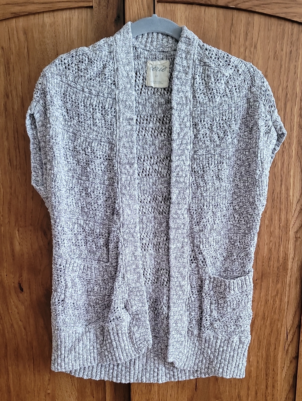 Aerie 100% Cotton Light Gray Open-Front Knit Cardigan
